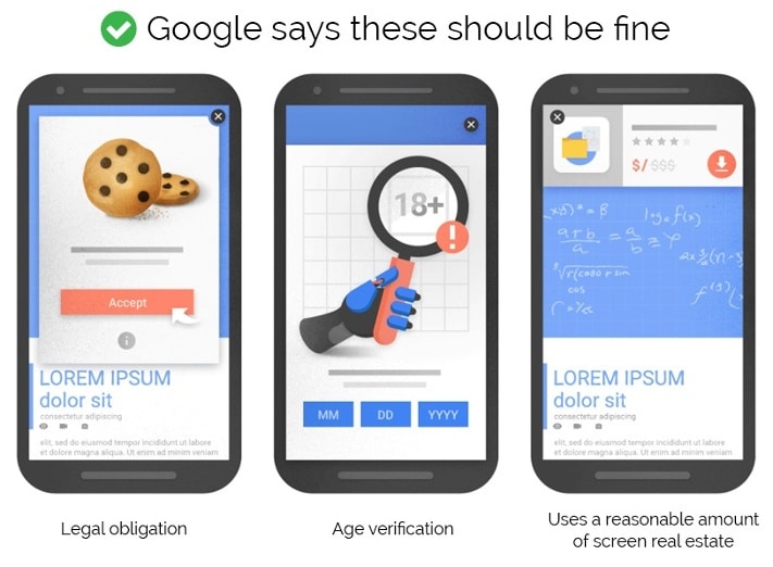 google okay mobile interstitial examples
